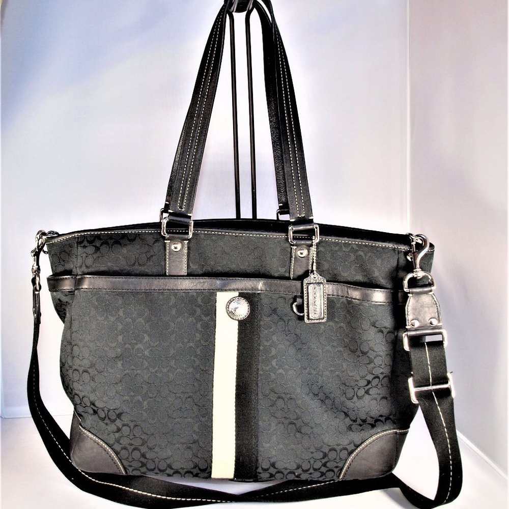 COPY - Coach Voyager F13813 Signature "C" Black Canvas Diaper Bag/Multipurpose …